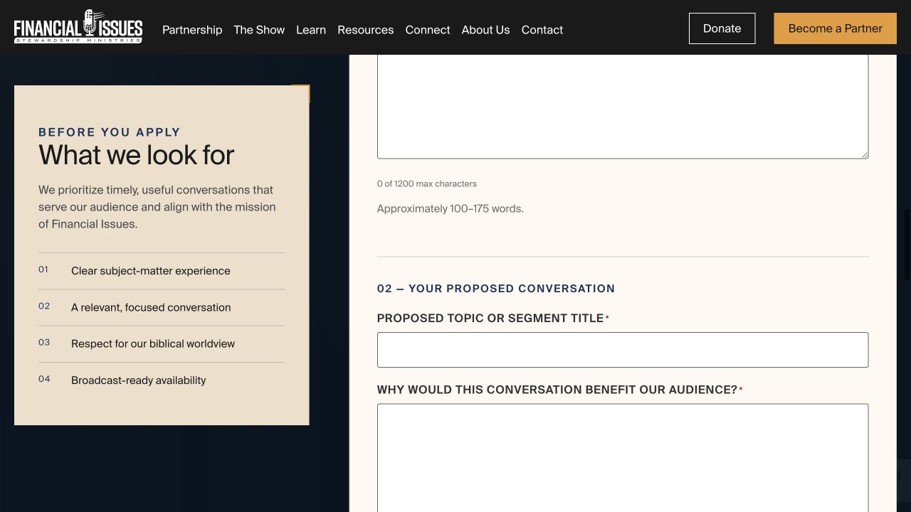 Guest application details and submission flow