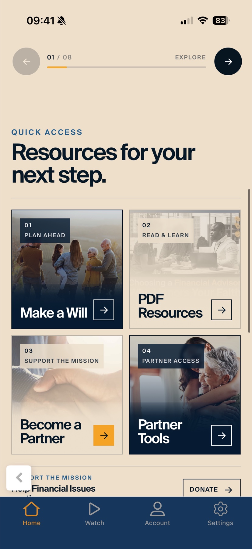 Financial Issues mobile app media screen