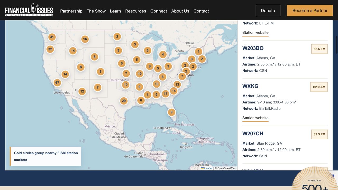 Station Finder filters and nationwide results